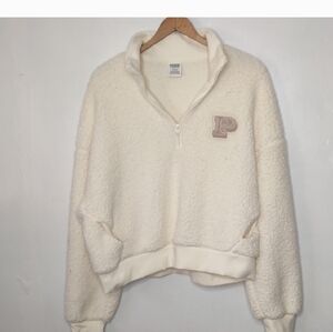 PINK Victoria's Secret Off-White Teddy Jacket